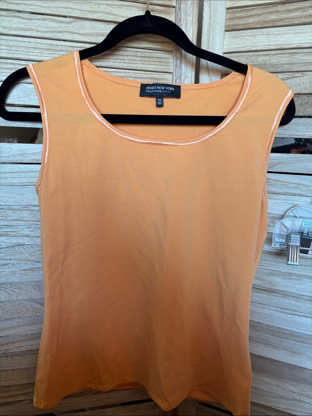 Jones New York Orange Scoop Neck Tank Top Petite Medium